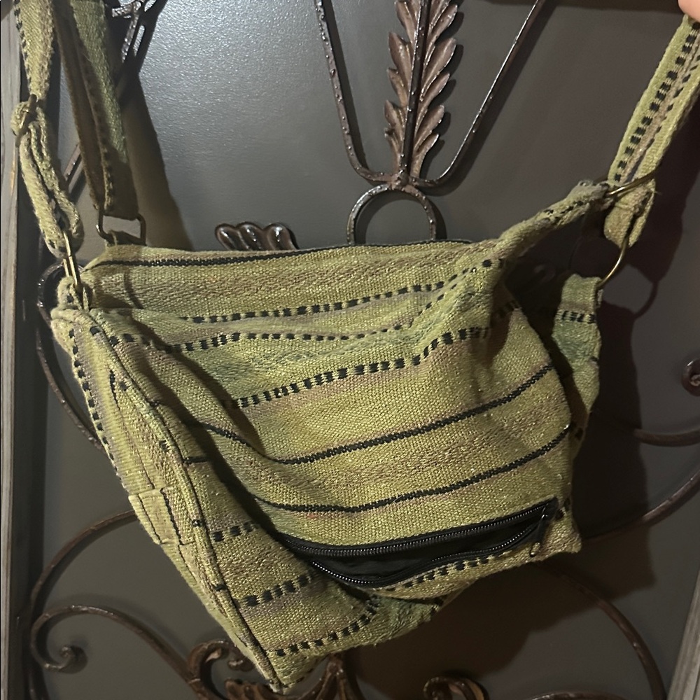 Green Striped Women's Bag